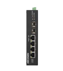 Hikvision L2 Hardened, Unmanaged, 4 Gigabit RJ45 PoE ports, 2 Gigabit SFP uplink ports